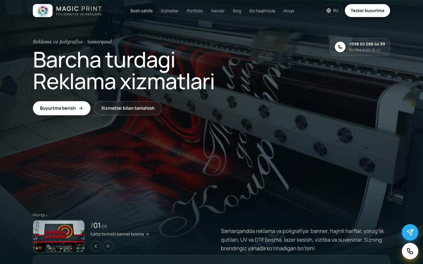Magic Print — sayt, bot, admin panel